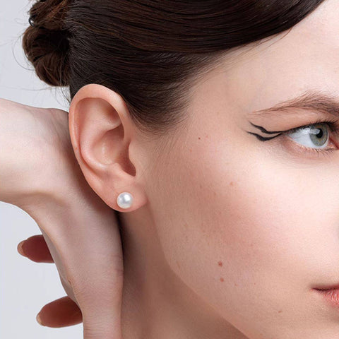 Classic Pearl Stud Earrings with S925 Silver Posts