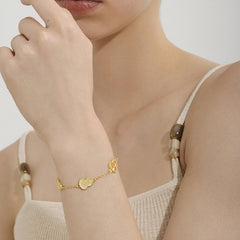 Textured Gold-Tone Gourd Charm Bracelet