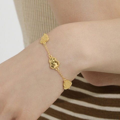 Textured Gold-Tone Gourd Charm Bracelet