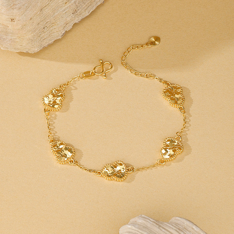 Textured Gold-Tone Gourd Charm Bracelet
