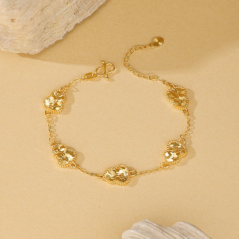 Textured Gold-Tone Gourd Charm Bracelet