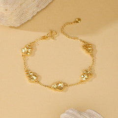 Textured Gold-Tone Gourd Charm Bracelet