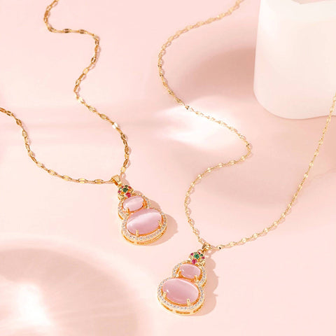 Blush Pink Gourd Pendant Necklace