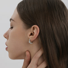 French Lace Zirconia Pearl Stud Earrings