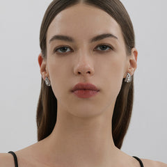 French Lace Zirconia Pearl Stud Earrings